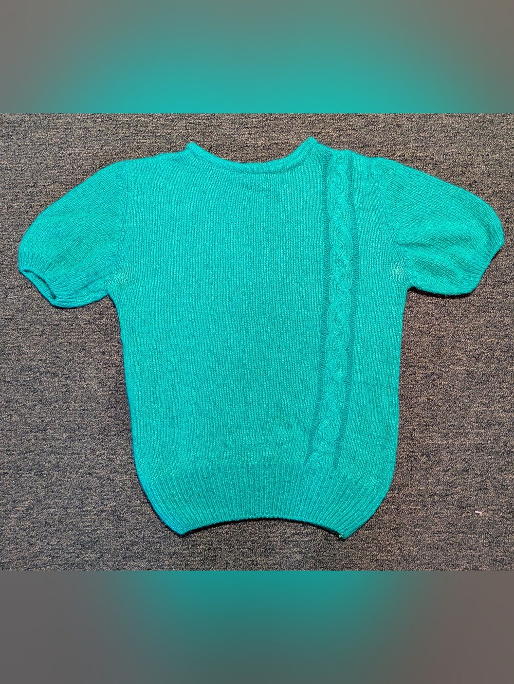 Vtg Gloria Vanderbilt Silk Angora Wool Short Sleeve Pullover Crew Neck Sweater M